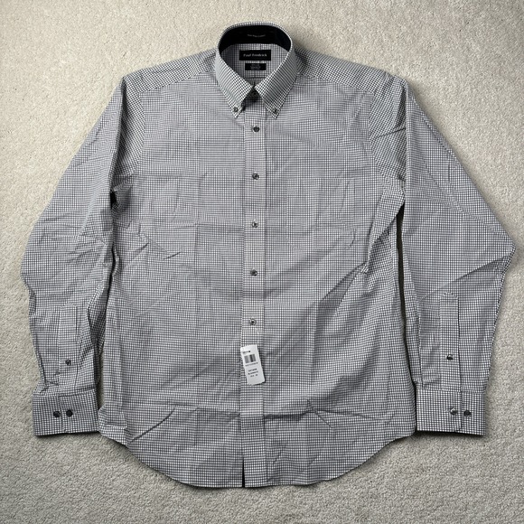 Paul Fredrick Other - Paul Fredrick Tailored Fit Button Down Shirt Mens 15.5x35 Non Iron Gingham Black